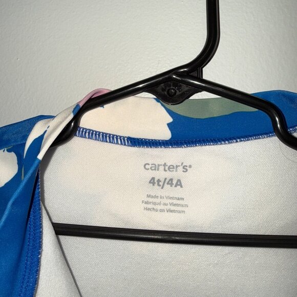 Carters 4T/4A Floral Long Sleeve Swimsuit With Ruffle Trim - Picture 6 of 7